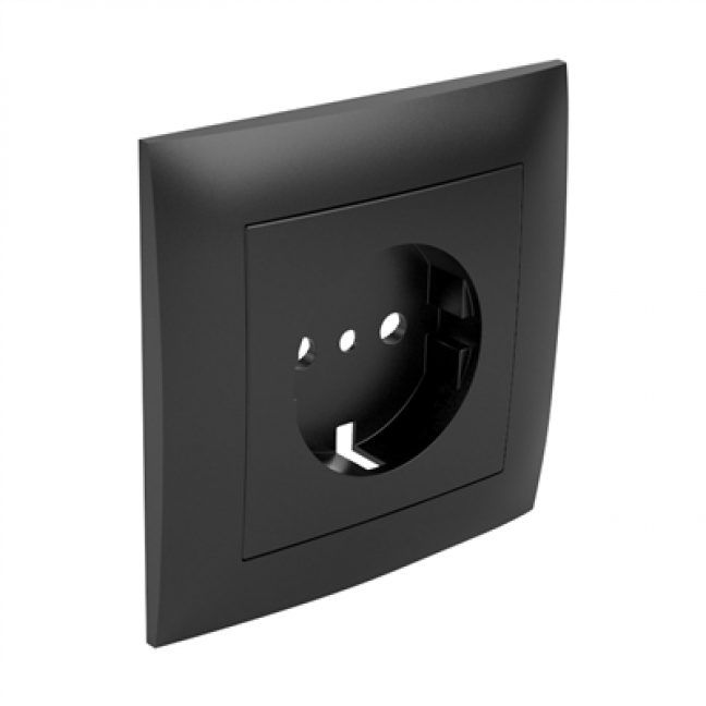 90903 TPM Одиночная рамка с лицевой панелью для розетки 2к+З с защитными шторками, черный, Efapel