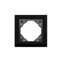 90910 TES Одиночная рамка Efapel, черное стекло/серый