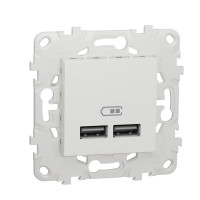NU541818 Механизм розетки USB Schneider Electric Unica Studio / Pure, 2-местная, 5 В / 2100 мА, белый