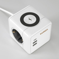 W6513501 Розеточный блок 3-местный + 3 USB + беспроводная зарядка