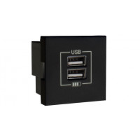 45439 SPM Розетка USB двойная, зарядная Efapel Quadro 45, черный матовый