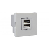 45439 SBR Розетка USB двойная, зарядная Efapel Quadro 45, белая