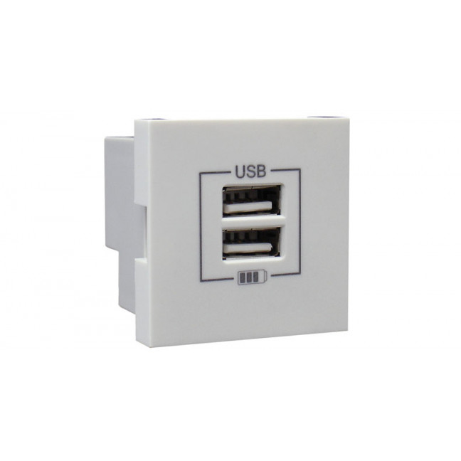 45439 SBR Розетка USB двойная, зарядная Efapel Quadro 45, белая