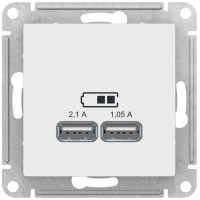 ATN000133 USB Розетка A+A Schneider Electric AtlasDesign, 5В/2,1 А, 2х5В/1,05 А, механизм, белый