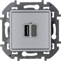 Зарядное устройство с двумя USB-разьемами A-C 240 В / 5 В, 3000 мА, Legrand Inspiria (алюминий) 673762