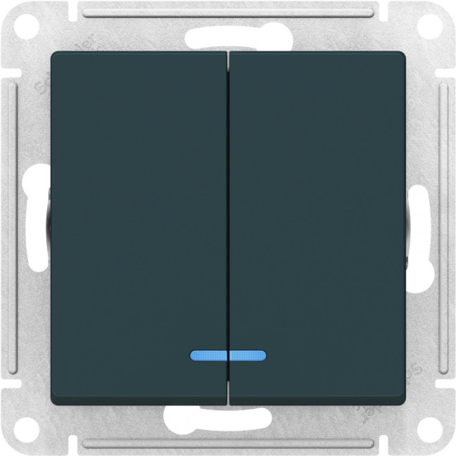 ATN000853 2-клавишный выключатель с подсветкой Schneider Electric AtlasDesign, сх.5а, 10АХ, механизм, изумруд