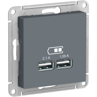 ATN000733 USB Розетка A+A Schneider Electric AtlasDesign, 5В/2,1 А, 2х5В/1,05 А, механизм, грифель