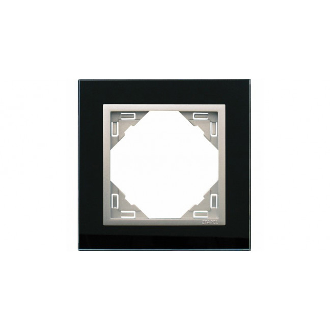 90910 TEA Одиночная рамка Efapel, черное стекло/алюминий