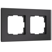 W0023108 Рамка на 2 поста Senso (черный, стекло soft-touch)