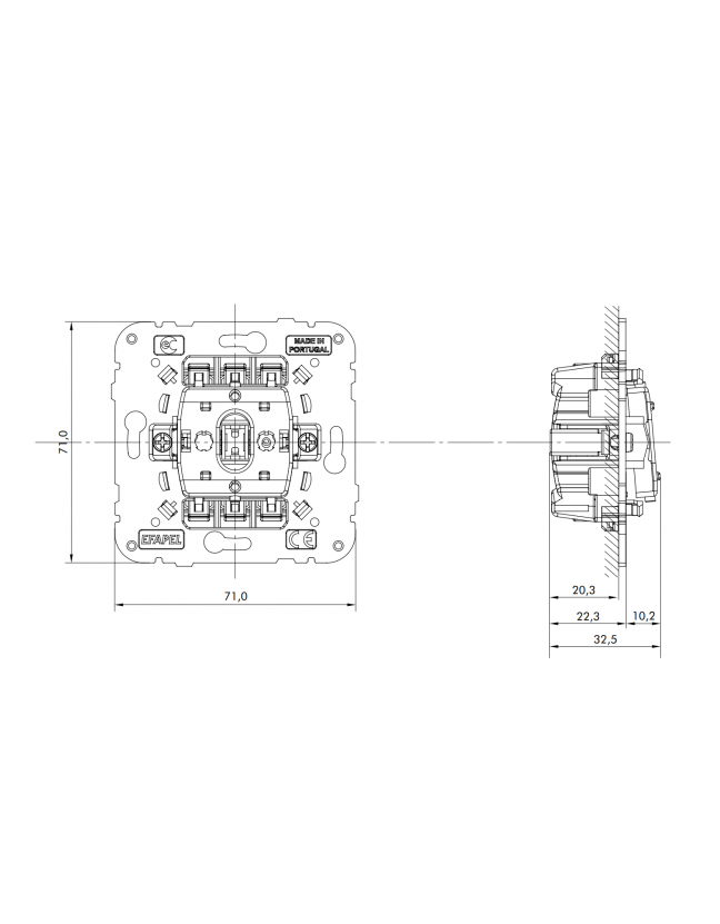 21101 Механизм двухклавишного проходного выключателя, Efapel