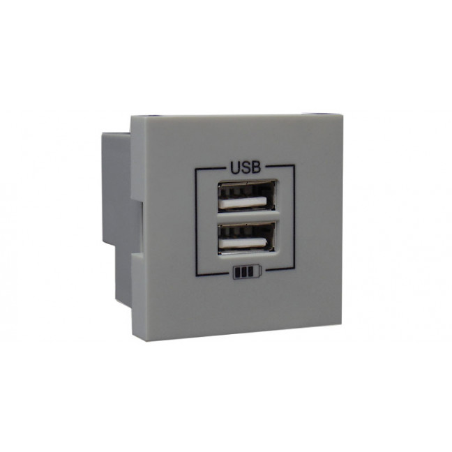 45439 SAL Розетка USB двойная, зарядная Efapel Quadro 45, алюминий