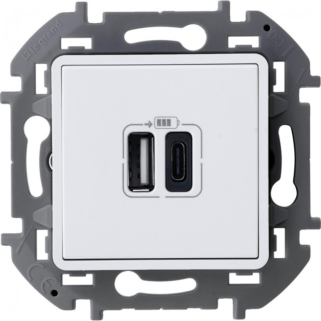 Зарядное устройство с двумя USB-разьемами A-C 240 В / 5 В, 3000 мА, Legrand Inspiria (белый) 673760