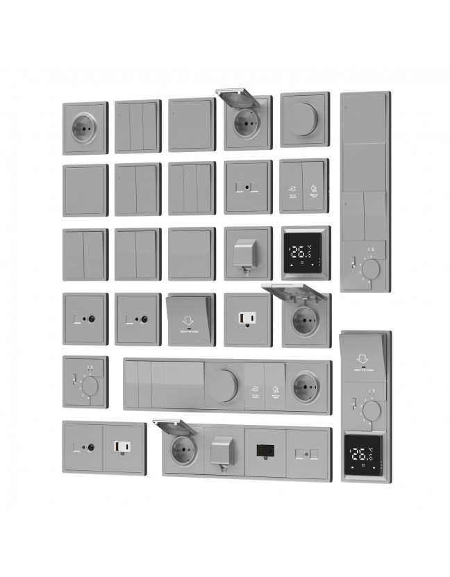 Накладка для розеток RJ45+SAT, 2-я, алюминий, серия DA