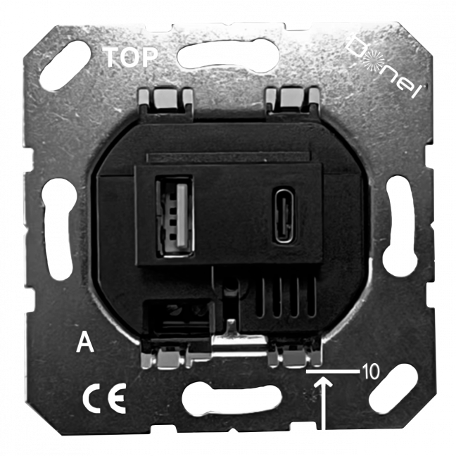 USB зарядное устройство, 3.1A тип A:max 18W,тип С:max 32W, черный, серия DUSB