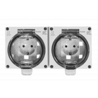 Розетка 2-я с з/к. и шт., открытой установки, серый, IP66, серия (тип) DIP66