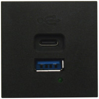 USB зарядное устройство, 4.2A , 65W, Type A + C, 2 мод., черн. матовая (45х45мм)