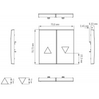 Клавиша 2-я со стрелками для жалюзи, благородная сталь, серия DA