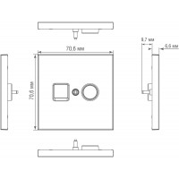 Накладка для розеток RJ45+SAT, 2-я, благородная сталь, серия DA