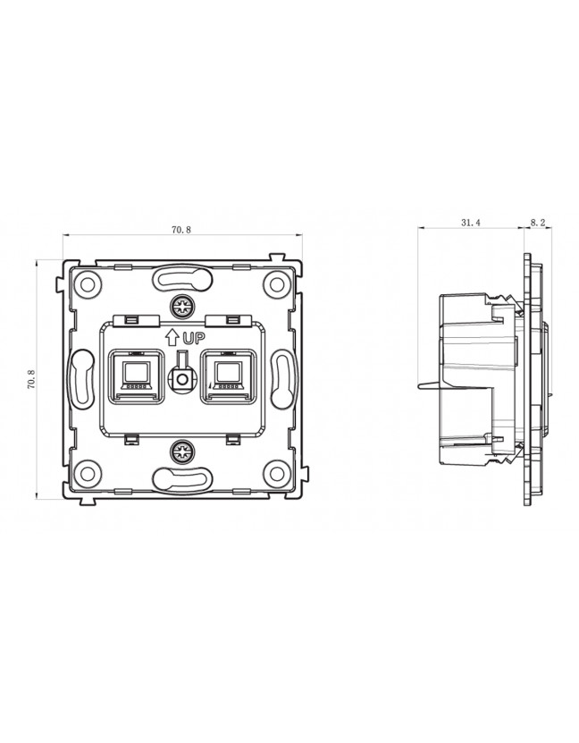 Механизм компьютерной розетки RJ45 2-я Cat.6/ClassE-8/8, серия DA