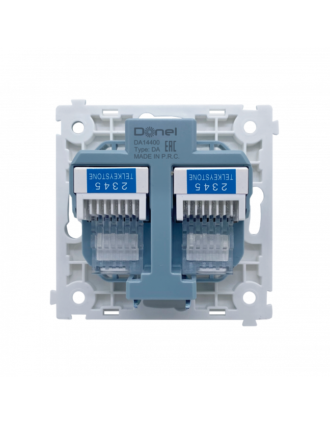 Механизм телефонной розетки RJ11 + RJ11 (двойная) cat.3/ClassE-4/4, серия DA