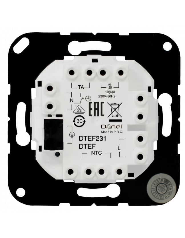 Механизм терморегулятора с внешним датчиком пола, AC230V, 16A, серия DTEF