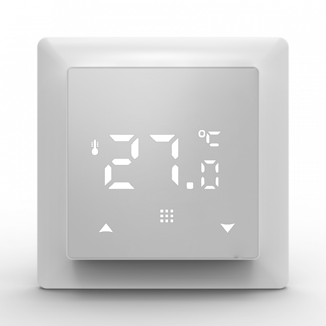 Термостат с датчиком пола с Wi-Fi, программируемый через приложение,16 A, 55*55 мм, белое стекло