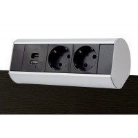 Настольный розеточный блок Ovaledesign в сборе: 2х220V, USB Type A+C, кабель